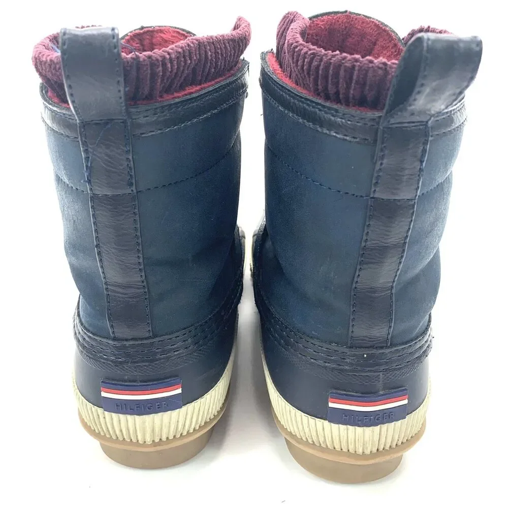 Tommy Hilfiger Womens 10M Twenzo Winter Boots Blue Ankle Lace Up Duck Boot